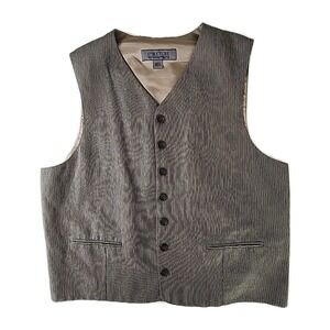 VTG Y2K STRUCTURE Men's Large Vest, Ticking Pinstripe, 7-Buttons, 2- Pockets EUC